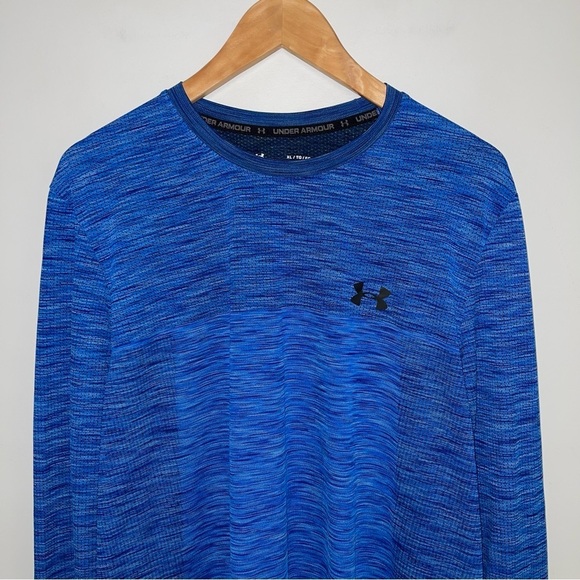 Under Armour Seamless Long Sleeve‎ Shirt Men’s Size XL Blue  Workout Top Fitted - Picture 3 of 6